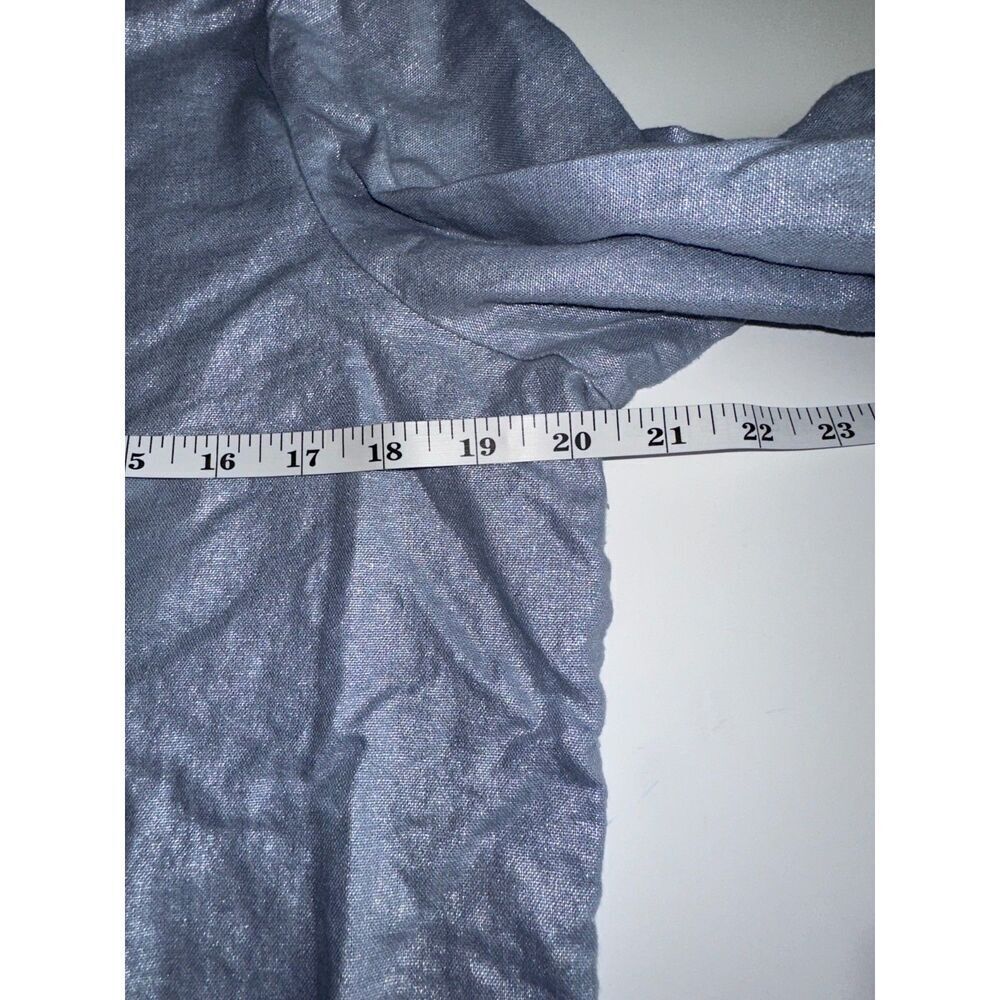 Ellen Tracy Women's Metallic Gray Top Size L | Linen Rayon | Long Sleeve Blouse - Picture 3 of 8